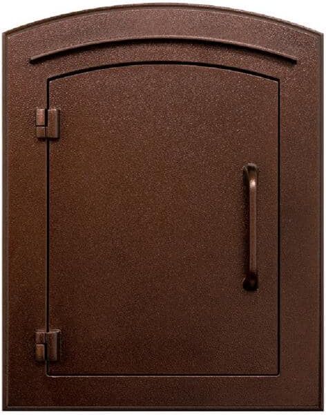 Manchester Antique Copper Column Mount Locking Drop Chute Mailbox with Plain Door Faceplate