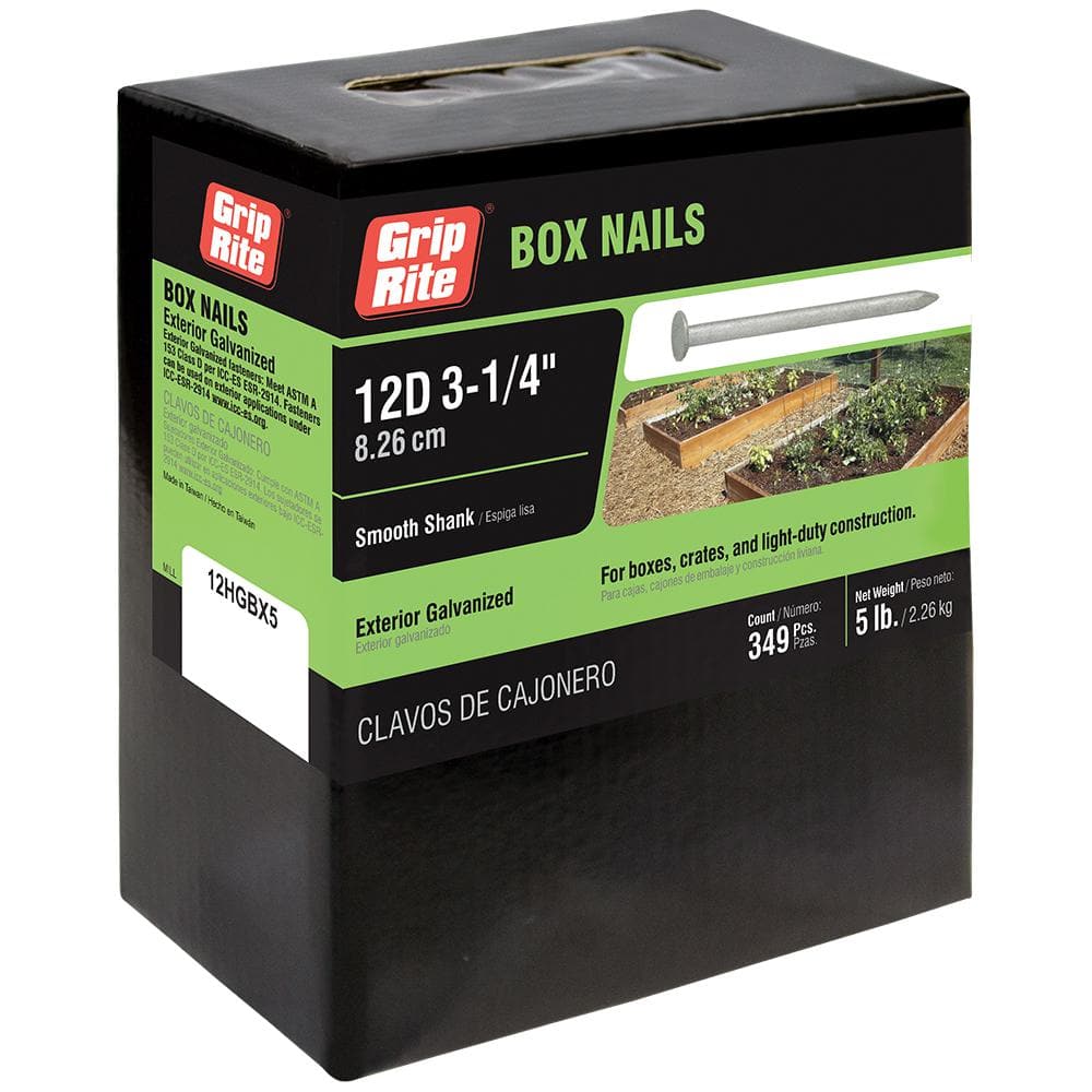 Grip-Rite #10-1/2 x 3-1/4 in. 12-Penny Hot-Galvanized Steel Box Nails (5 lb.-Pack)