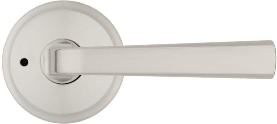 Kwikset Trafford Satin Nickel Bedroom Bathroom Privacy Door Handle with Microban Antimicrobial Technology