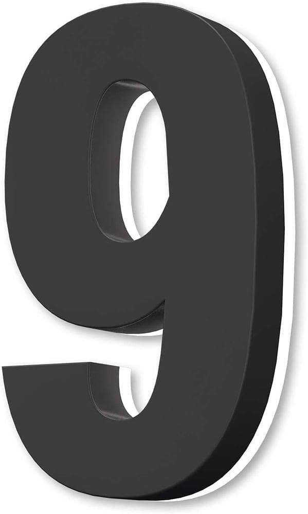 Movisa 5 in. Black Stainless Steel Hand-Polished LED Backlit House Number 9