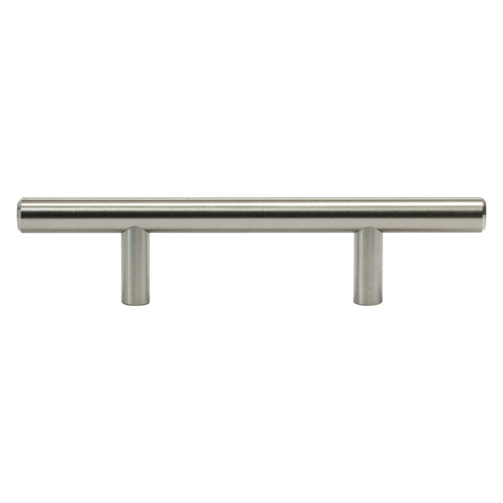 Rok Solid 3 in. (76 mm) Center-to-Center Brushed Nickel Kitchen Cabinet Drawer T Bar Pull Handle Pull 6 in. L (10-Pack)