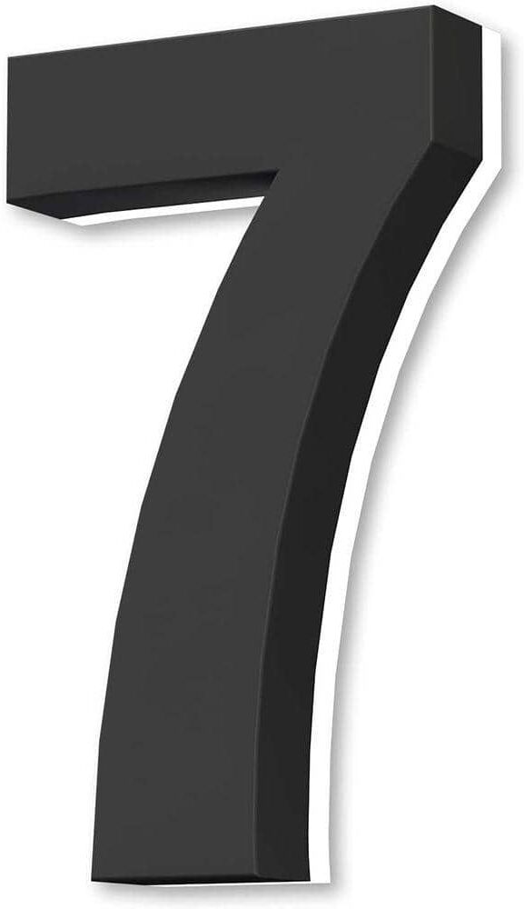 Movisa 8 in. Black Stainless Steel Hand-Polished LED Backlit House Number 7