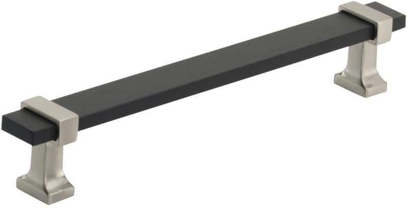 Amerock Overton 6-5/16 in. (160 mm) Brushed Matte Black/Satin Nickel Drawer Pull