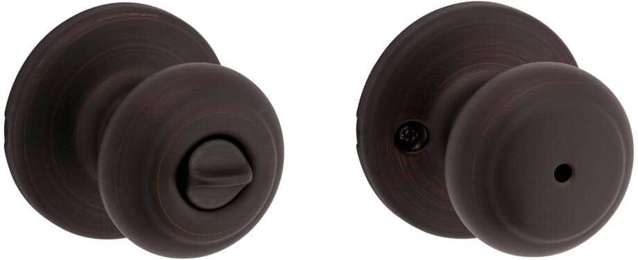 Kwikset Cove Venetian Bronze Privacy Door Knob with Lock for Bedroom or Bathroom featuring Microban Technology