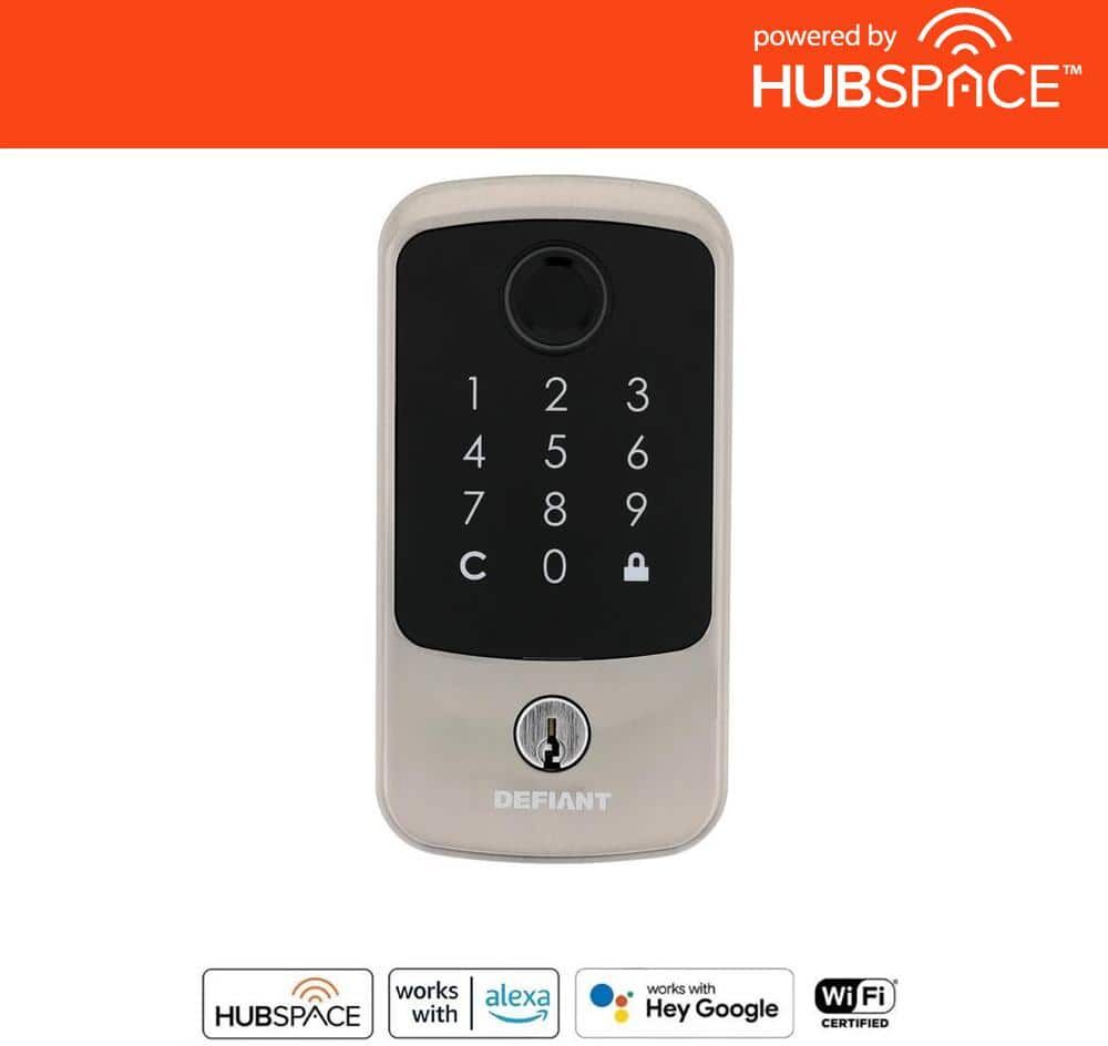 Defiant Hubspace Satin Nickel Square Biometric Fingerprint Electronic Touchpad Deadbolt