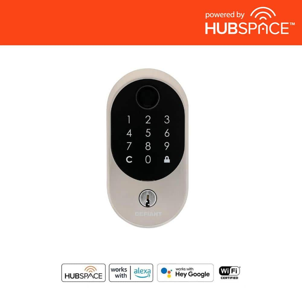 Defiant Hubspace Satin Nickel Round Biometric Fingerprint Electronic Touchpad Deadbolt