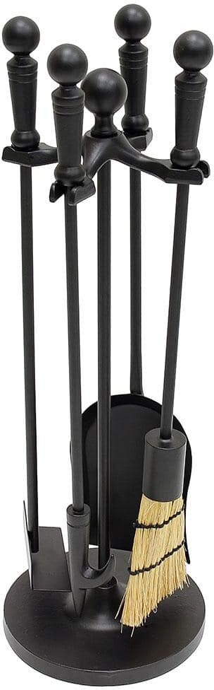 ACHLA DESIGNS 22 in. Tall 5-Piece Black Paxton Mini Fireplace Tool Set