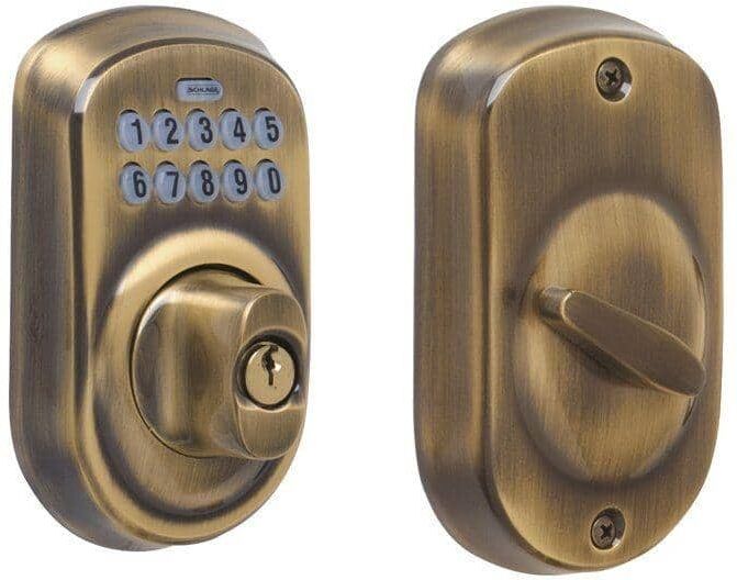 Schlage Plymouth Antique Brass Electronic Keypad Deadbolt