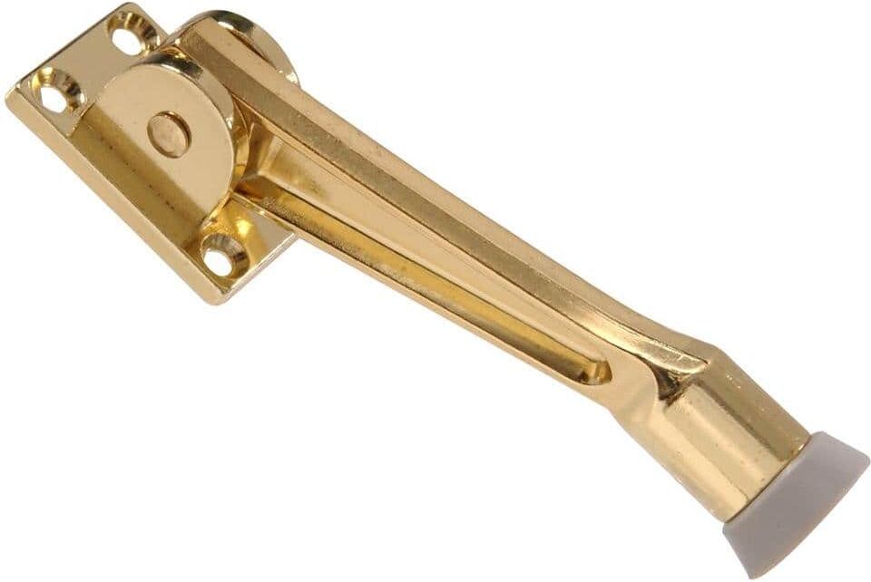 Hardware Essentials 5 in. Brass Kickdown Door Stop (5-Pack)