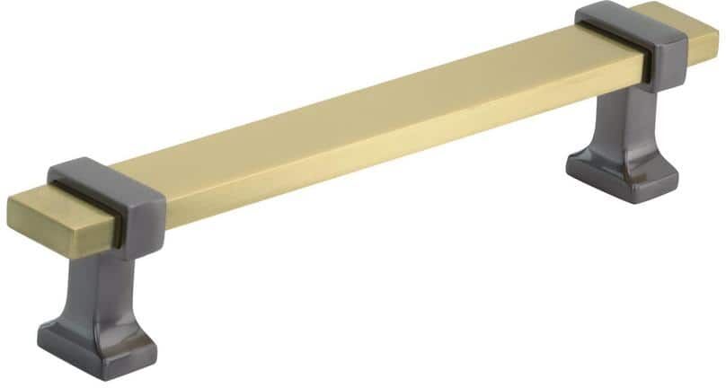 Amerock Overton 5-1/16 in. (128 mm) Brushed Gold/Black Chrome Drawer Pull