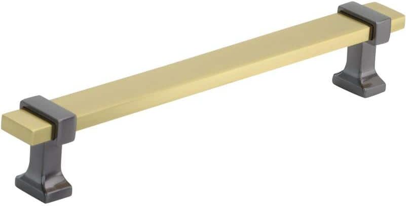 Amerock Overton 6-5/16 in. (160 mm) Brushed Gold/Black Chrome Drawer Pull