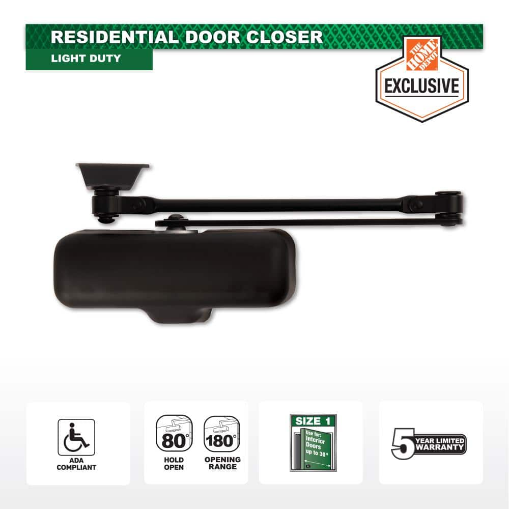 Universal Hardware Light-Duty Matte Black Residential Door Closer