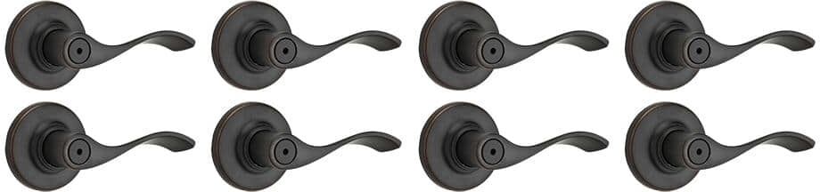 Kwikset Balboa Venetian Bronze Privacy Door Handle with Lock for Bedroom or Bathroom featuring Microban Technology (8-Pack)