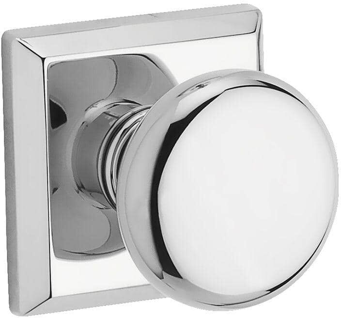 Baldwin Reserve Round Polished Chrome Hall/Closet Door Knob with Traditional Square Rose