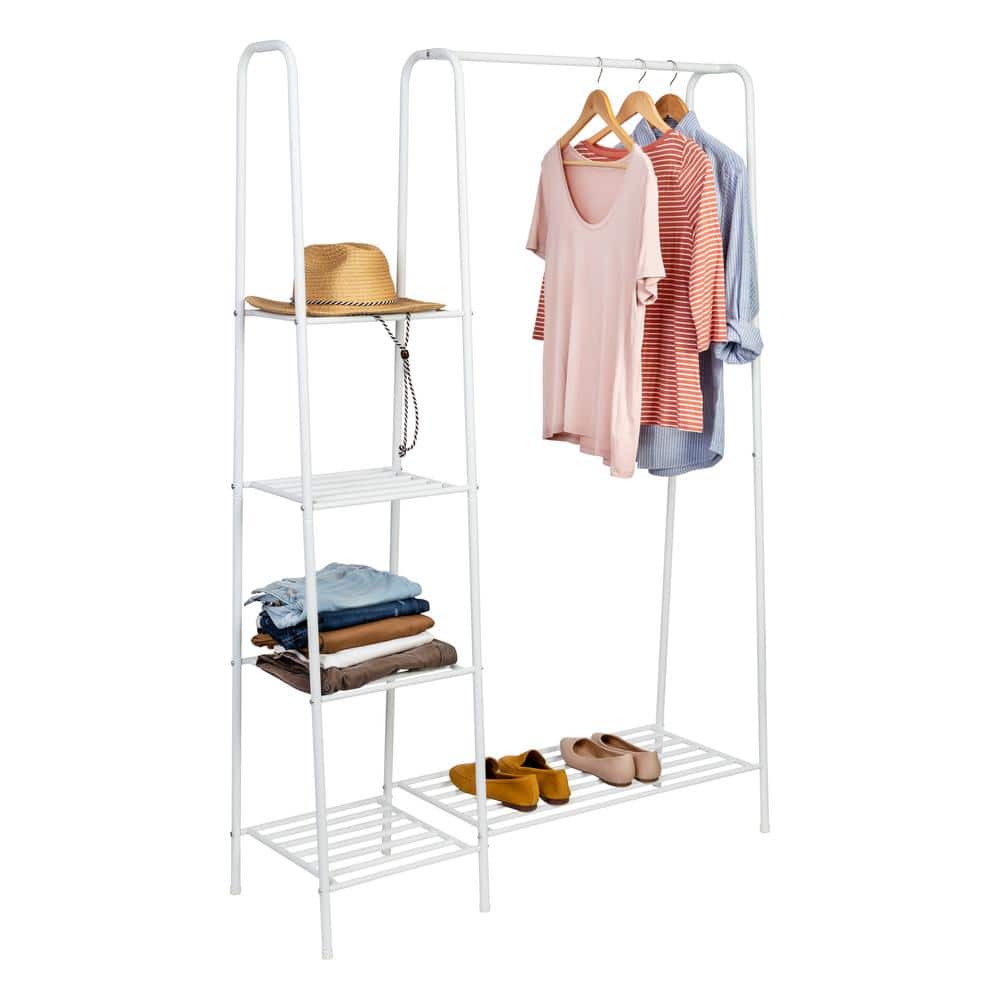 Honey-Can-Do White Steel Clothes Rack 45 in. W x 66 in. H, White/Matte