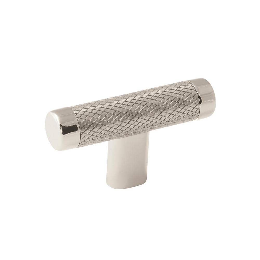 Amerock Esquire 2-5/8 in. L (67 mm) Polished Nickel/Stainless Steel T-Shaped Cabinet Knob (25-Pack)
