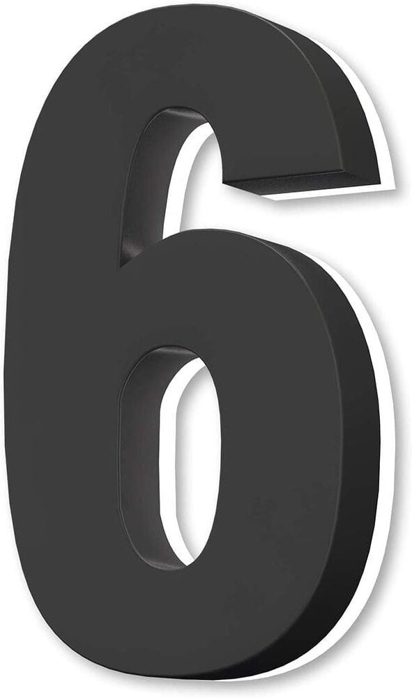 Movisa 5 in. Black Stainless Steel Hand-Polished LED Backlit House Number 6