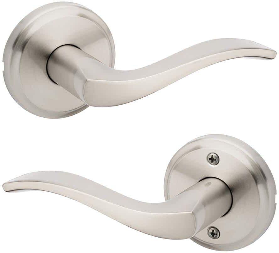 Kwikset Sedona Satin Nickel Bedroom Bathroom Privacy Door Handle with Microban Antimicrobial Technology