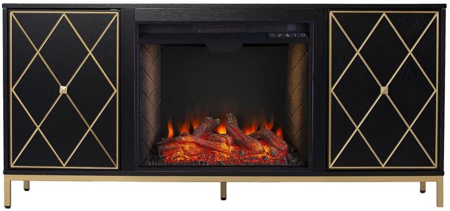 SEI FURNITURE Marradi Smart Electric Fireplace with Media Storage in Black