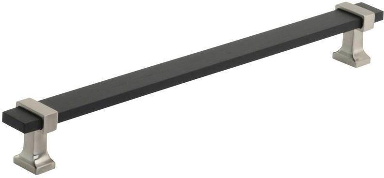 Amerock Overton 8-13/16 in. (224 mm) Brushed Matte Black/Satin Nickel Drawer Pull