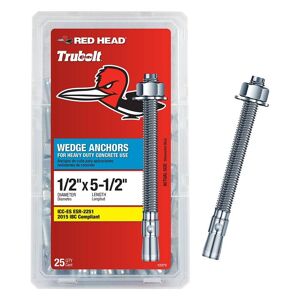 Red Head 1/2 in. x 5-1/2 in. Zinc Steel Hex-Nut-Head Solid Concrete Wedge Anchors (25-Pack)