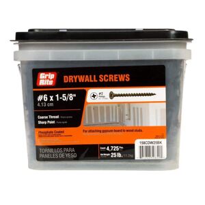 Grip-Rite #6 x 1-5/8 in. Philips Bugle-Head Coarse Thread Sharp Point Drywall Screws (25 lbs./Pack)