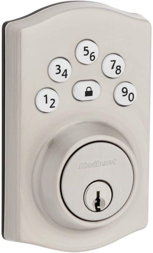 Kwikset Powerbolt 240 5-Button Keypad Satin Nickel Traditional Electronic Deadbolt Door Lock