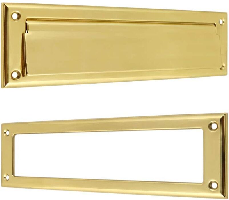 idh by St. Simons Polished Brass Solid Brass Magazine Mail Slot Set