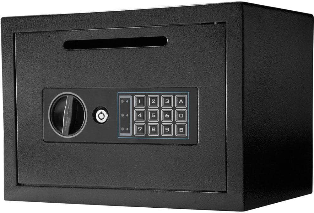 BARSKA 0.56 cu. ft. Steel Compact Keypad Depository Safe, Black