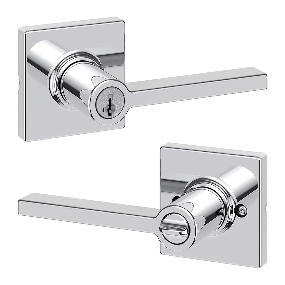Kwikset Casey Polished Chrome Keyed Entry Door Handle Featuring SmartKey Technology and Microban