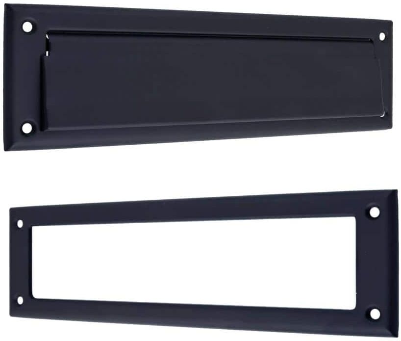 idh by St. Simons Matte Black Solid Brass Magazine Mail Slot Set