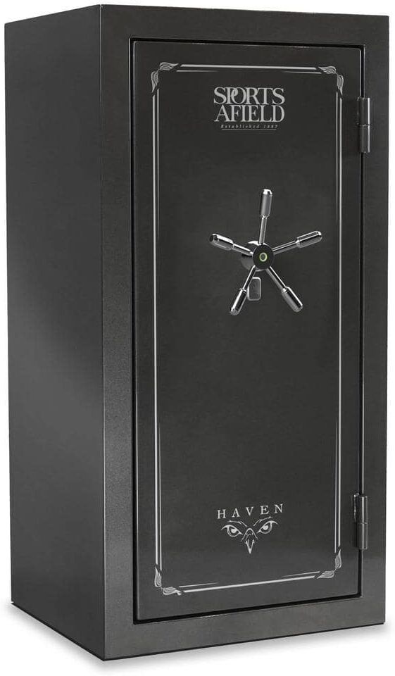 Sports Afield Haven 36-Gun Fire and Waterproof Biometric Lock Gun Safe, Metal Gray Gloss Metallic Finish