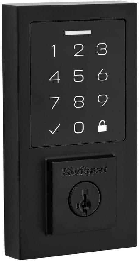 Kwikset SmartCode 270 Contemporary Matte Black Touchpad Single Cylinder Electronic Deadbolt Featuring SmartKey Security