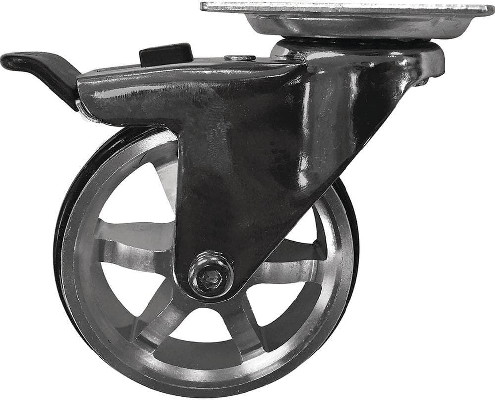 Shepherd Vintage Series 3 in. Chrome Rubber Like TPU and Steel Spoke Swivel Plate Caster with 100 lb. Load Rating (4-Pack)