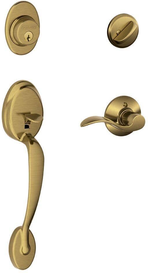 Schlage Plymouth Antique Brass Single Cylinder Door Handleset with Right Handed Accent Handle