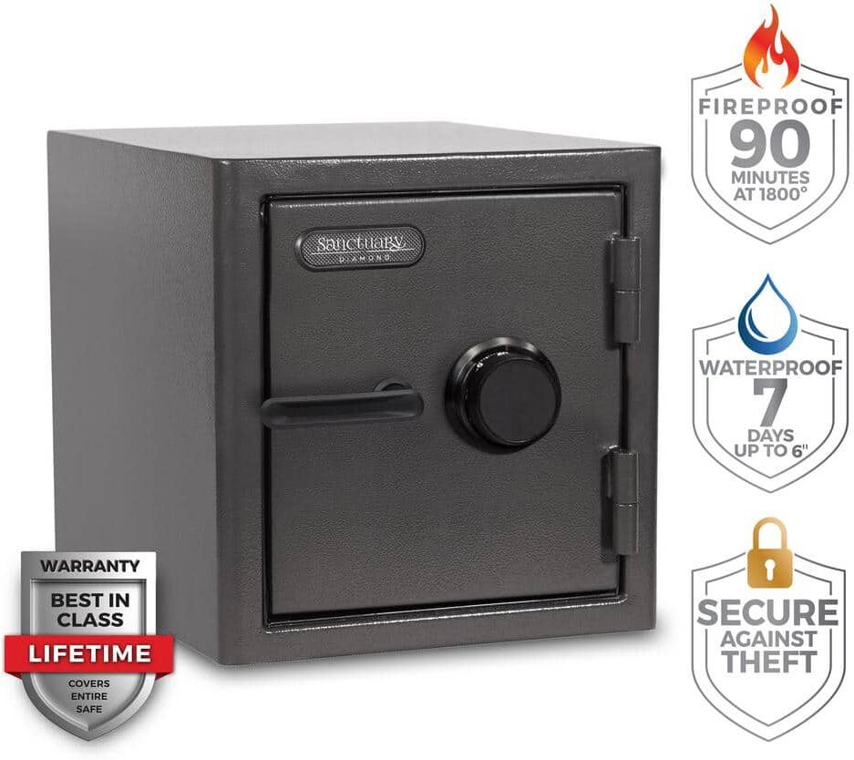 SANCTUARY Diamond 1.32 cu. ft. Fireproof/Waterproof Home & Office Safe with Combination Lock, Dark Gray Hammertone Finish