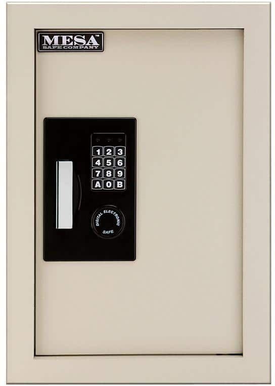 MESA 0.3-0.7 cu. ft. All Steel Adjustable Wall Safe with Electronic Lock, Cream