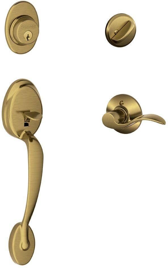 Schlage Plymouth Antique Brass Single Cylinder Door Handleset with Left Handed Accent Handle