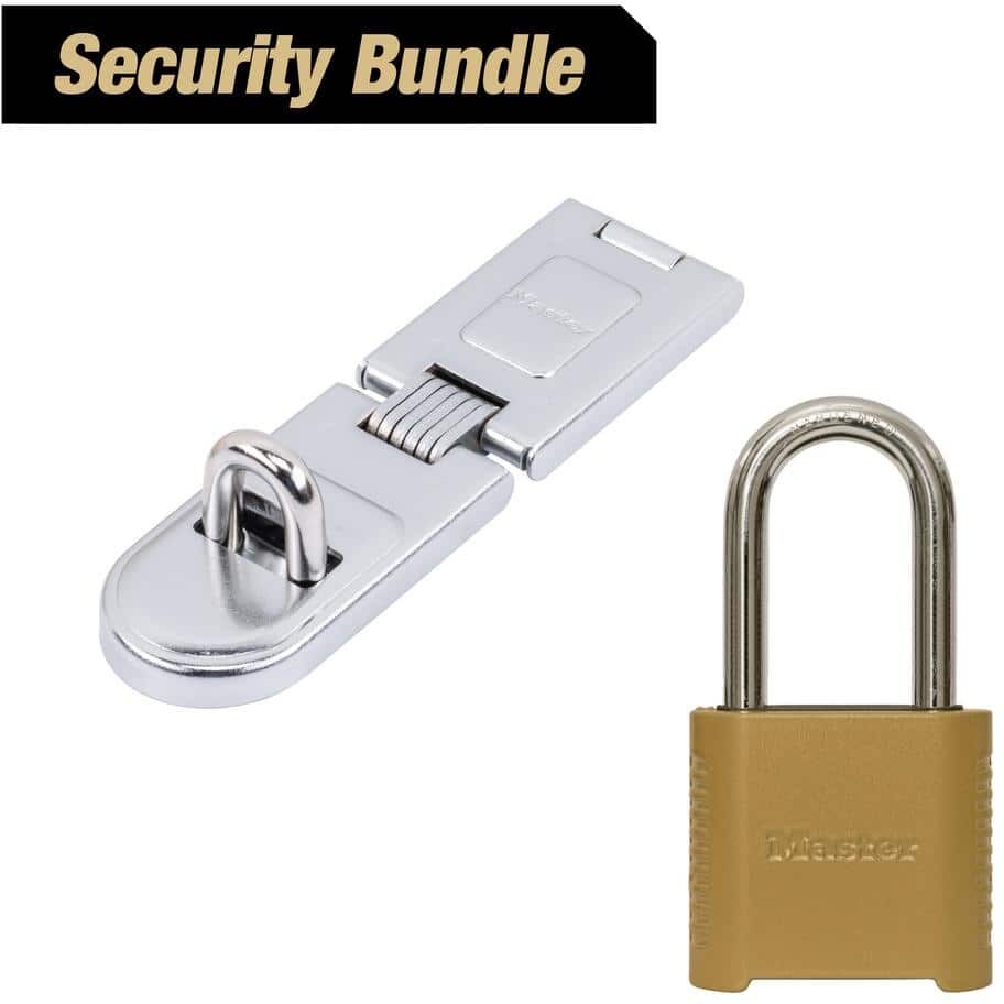 Master Lock Resettable Combination Lock and Hasp Latch Outdoor Security Bundle