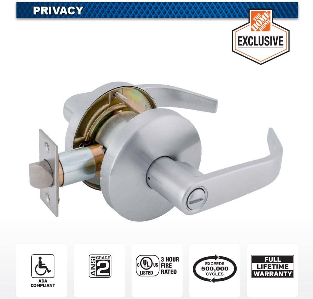 Universal Hardware Heavy Duty Commercial Privacy/bed/bath Curved Lever Cylindrical ANSI Grade 2 UL 3Hr Fire Satin Chrome