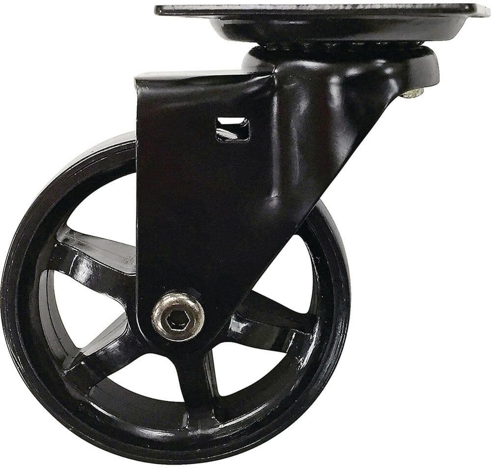 Shepherd Vintage Series 3 in. Black Rubber Like TPU and Steel Spoke Swivel Plate Caster with 100 lb. Load Rating (4-Pack)