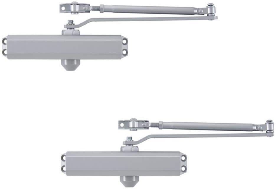 Universal Hardware Size 1-5 Heavy Duty Commercial Door Closer-3 Mounting Styles- ANSI Grade 1, UL 3-Hour Fire, ADA-Aluminum Finish- 2 Pack