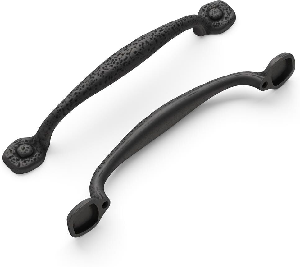 HICKORY HARDWARE Refined Rustic 8 in. Center-to-Center Black Iron Appliance Pull