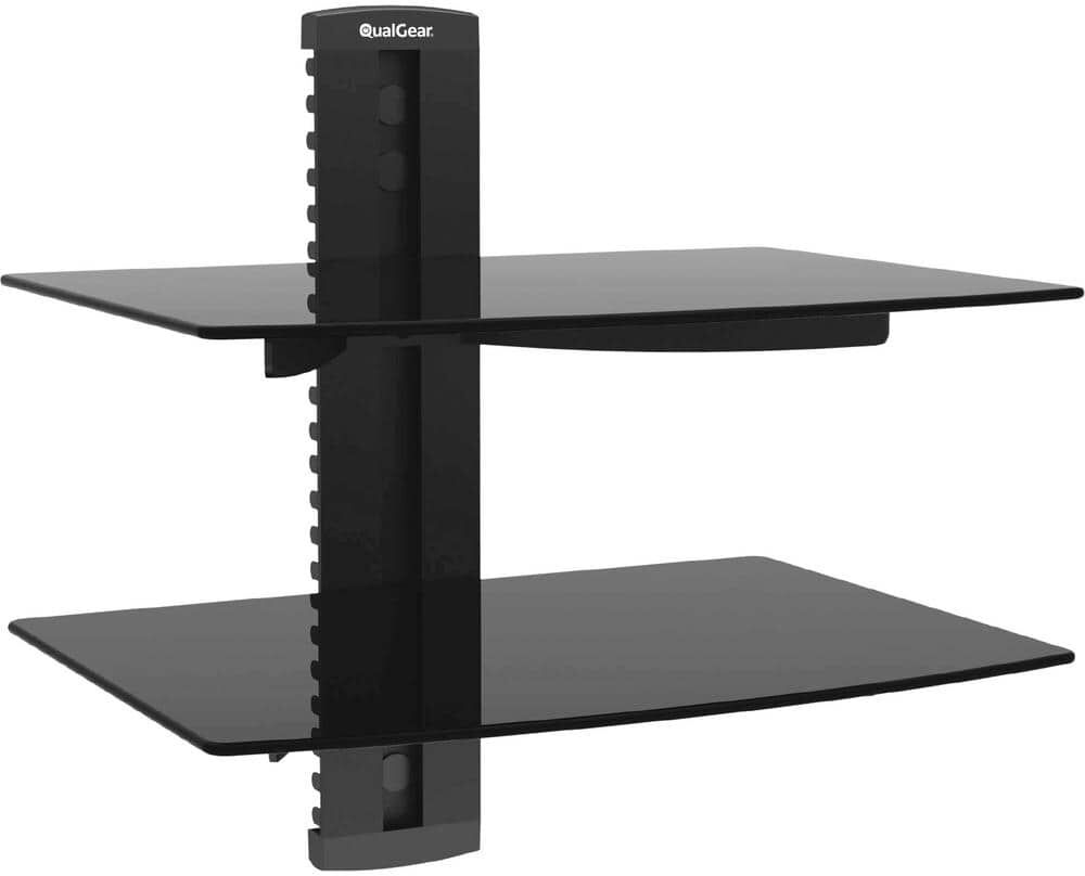 QualGear Universal Dual Shelf Wall Mount for A/V Components up to 8kg/17.6 lbs. (x2), Black