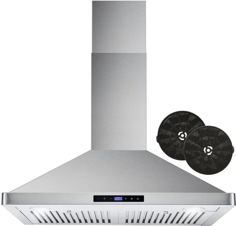 Cosmo 30 in. Ductless Wall Mount Range Hood in Stainless Steel with LED Lighting and Carbon Filter Kit for Recirculating