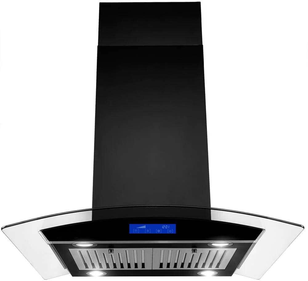 Tidoin 30 in. 900 CFM Smart Ducted Insert Under Cabinet Range Hood in Black with Removable Baffle Filters in Stainless Steel