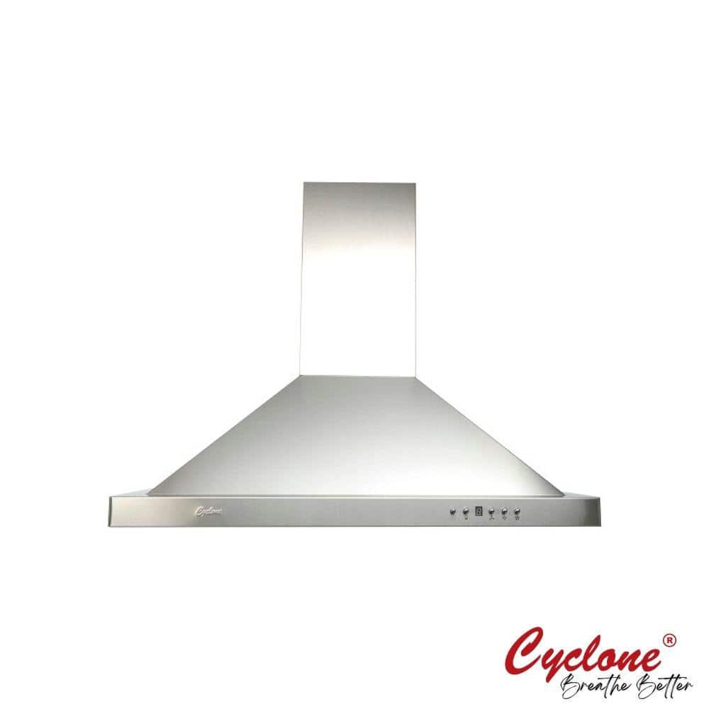 Cyclone 36 in. 550 CFM Pyramid Style Wall Mount Range Hood with LED Lights in Stainless Steel