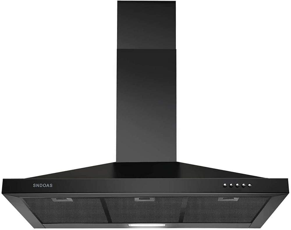 Tidoin Black 36 in. 900 CFM Smart Ducted Insert Range Hood with Touch Control and Removable Baffle Filters in Stainless Steel