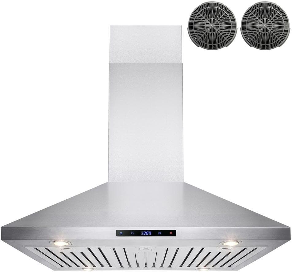 AKDY 36 in. Convertible Kitchen Island Mount Range Hood in Stainless Steel with Touch Control and Carbon Filter