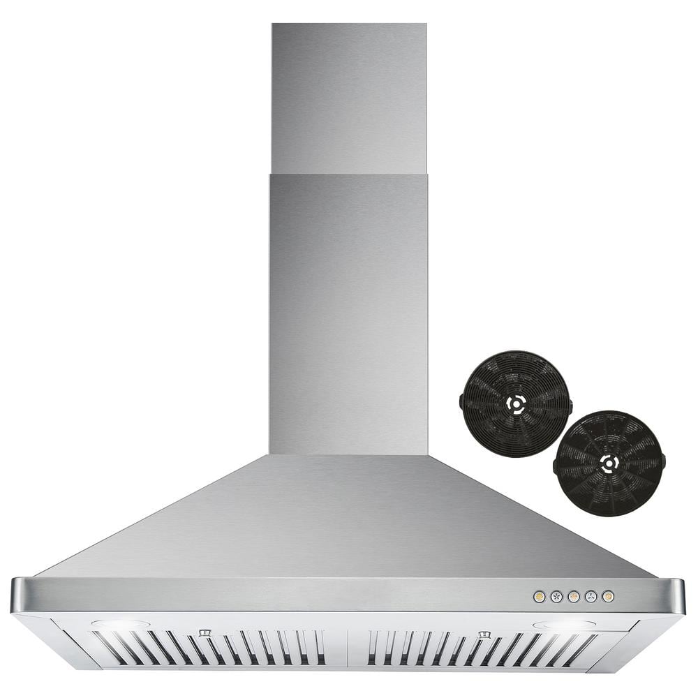 Cosmo 30 in. Ductless Wall Mount Range Hood in Stainless Steel with LED Lighting and Carbon Filter Kit for Recirculating